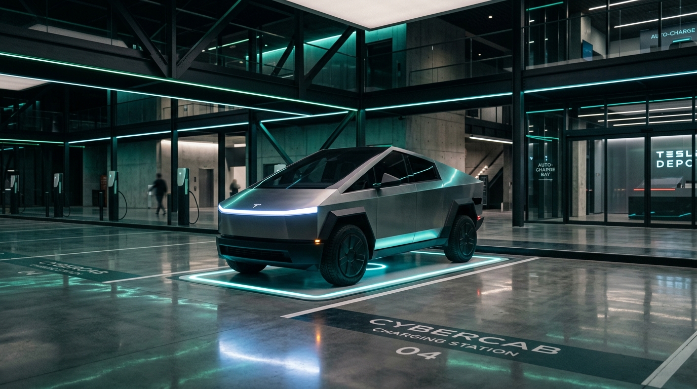 Cybercab on Wireless Inductive Charging Pad